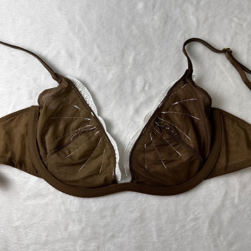 Victorias Secret Very Sexy Brown & White Mermaid Crochet Lace Bra Size 34C NWT - Picture 8 of 8